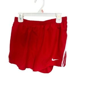 Unisex Nike Dri-Fit Sz M Running Shorts Lined Red White Tie Waist Polyester